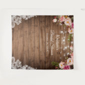 Tenture Lumières de chaîne florales rustiques Rideau de fo (Devant (Horizontal))