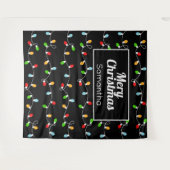 Tenture Lumières de Noël à monogramme personnalisé (Devant (Horizontal))