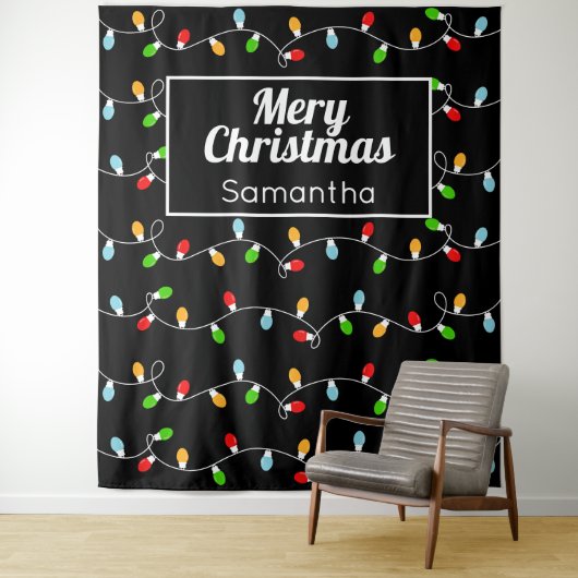 Tenture Lumières de Noël à monogramme personnalisé (En situation)
