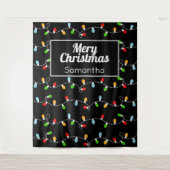 Tenture Lumières de Noël à monogramme personnalisé (Devant)