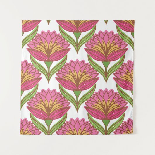 Tenture Luminosité florale : Vintage blanc rouge. (Devant)