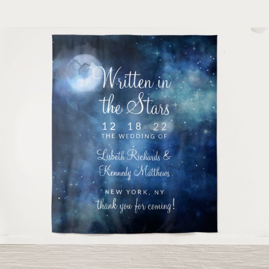 Tenture Lunar Sky Pleine lune Celestial Star Mariage Bienv (Devant)