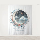 Tenture Lune céleste et étoiles pour une fête prénatale so (Devant)