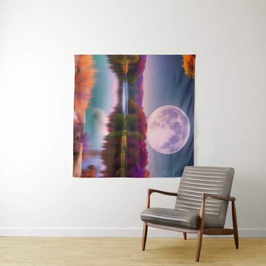 Tenture Lune de récolte d'automne violet (En situation (horizontale))