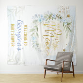 Tenture Lune Magique Étoiles Bleu Or Bienvenue Garçon (En situation (horizontale))