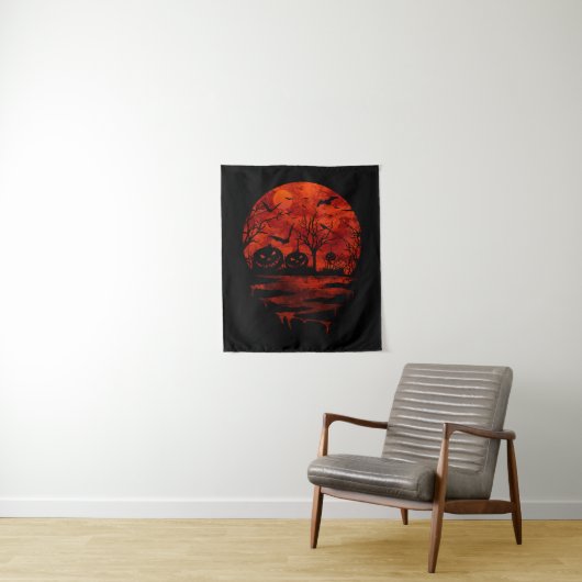 TENTURE LUNE ROUGE EFFRAYANTE D'HALLOWEEN (En situation)