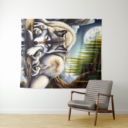Tenture Lune Sérénité Un Loup Slumpteur (En situation (horizontale))