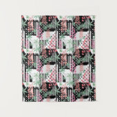 Tenture Lupines sur un patchwork arrière - plan noir et bl (Devant)