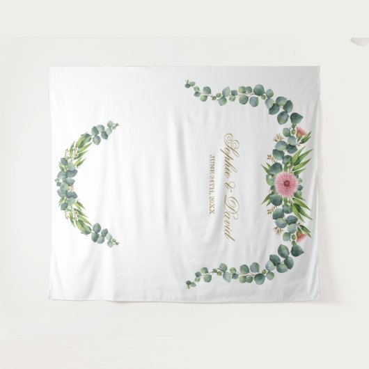 Tenture Lush Exotique Eucalyptus Bloom Mariage (Devant (Horizontal))