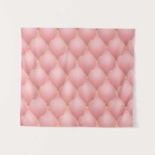 Tenture Luxe Blush Rose Rose Or Diamond Motif Tufted (Devant (Horizontal))