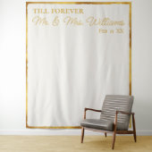 Tenture Luxe Gold Edge Off White M. Mme Mariage Backdrop (En situation)