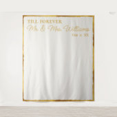 Tenture Luxe Gold Edge Off White M. Mme Mariage Backdrop (Devant)