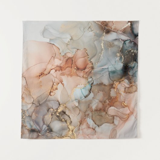 Tenture Luxe naturel peinture abstraite d'art fluide en al (Devant (Horizontal))