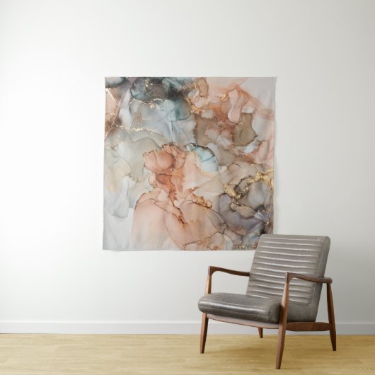 Tenture Luxe naturel peinture abstraite d'art fluide en al (En situation)