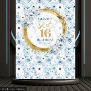Tenture Luxe Pastel Blue Sweet 16 Gold Parties scintillant
