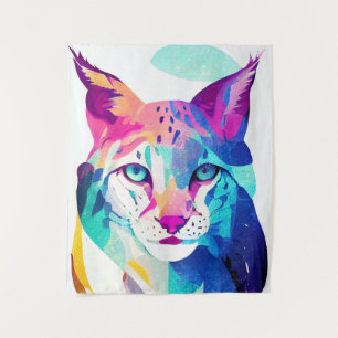 Tenture Lynx Wild Nature Animal Color Art Peinture