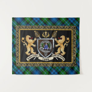 Tenture Lyon Clan Badge & Motto avec Lions