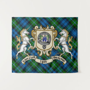 Tenture Lyon Clan Badge & Unicorns avec Tartan