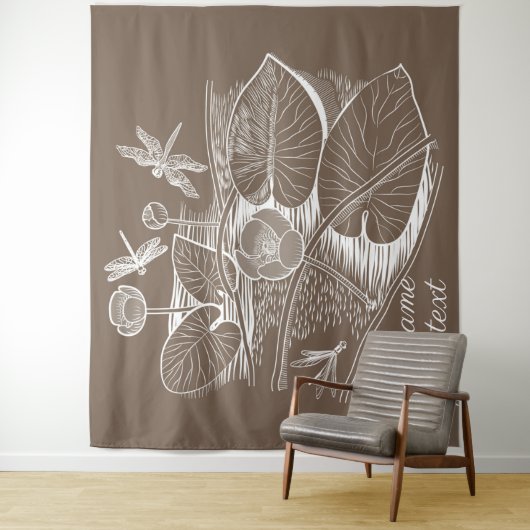 Tenture Lys d'eau marron (En situation)