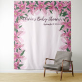 Tenture Lys En Floraison Rose Autour Du Fond (En situation)