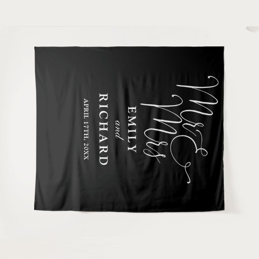 Tenture M. Et Mme Black And White Mariage Photo Contexte (Devant (Horizontal))