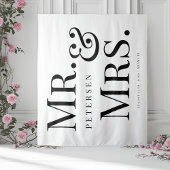 Tenture M. et Mme bold typographie mariage blanc toile de