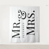 Tenture M. et Mme bold typographie mariage blanc toile de (Devant)