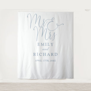 Tenture M. Et Mme Dusty Blue Mariage Photo Contexte
