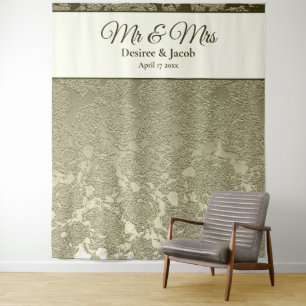 Tenture M. et Mme Élégant Floral Vert Sauge Ivoire Fond