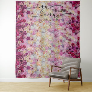 Tenture M. et Mme Floral Rose Mariage Contexte