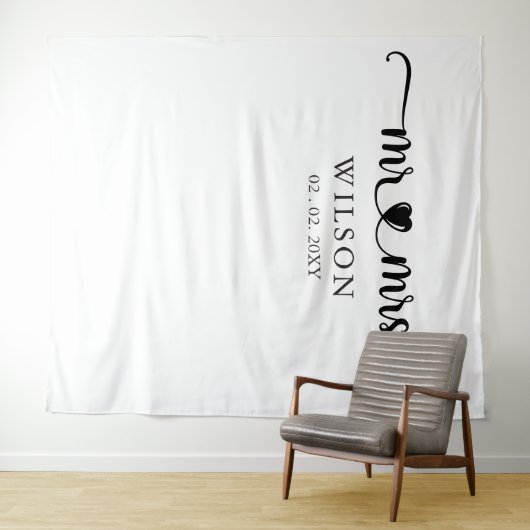 Tenture M. et Mme Script Mariage Photo Prop Contexte (En situation (horizontale))