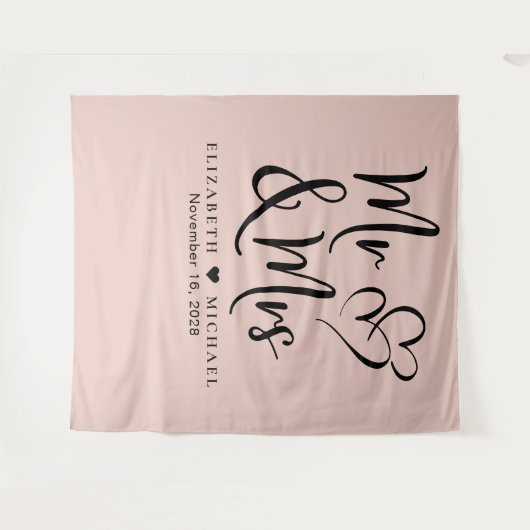 Tenture M. Mme Blush Rose Mariage (Devant (Horizontal))