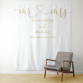 Tenture M. Mme Gold Heart Script Mariage Photo Contexte (En situation)