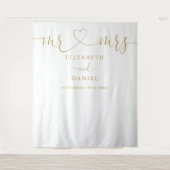 Tenture M. Mme Gold Heart Script Mariage Photo Contexte (Devant)
