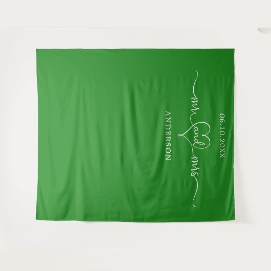 Tenture M. mrs photo coeur forêt mariage vert (Devant (Horizontal))