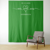 Tenture M. mrs photo coeur forêt mariage vert (En situation)