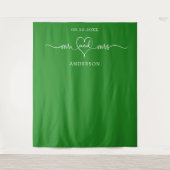 Tenture M. mrs photo coeur forêt mariage vert (Devant)