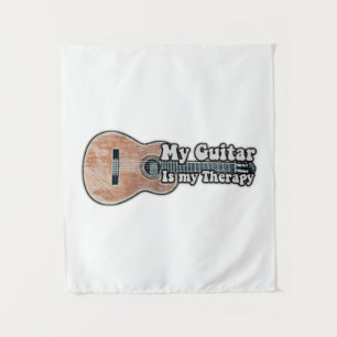 Tenture Ma guitare est ma thérapie. Guitare brune vintage