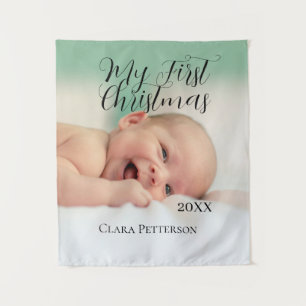 Tenture Ma première photo bébé de Noël ajouter nom année m