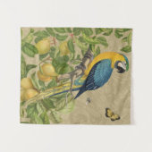 Tenture Macaw Blue Jaune Tropical Jungle Antique (Devant (Horizontal))