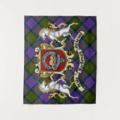 Tenture MacDonald Clan Badge & Unicorns avec Tartan (Devant)