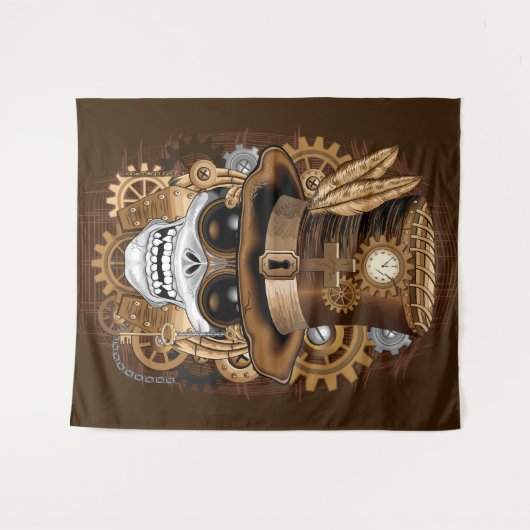 Tenture Machine rétro Voodoo à vapeur crâne (Devant (Horizontal))