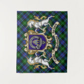 Tenture MacKenzie Clan Badge & Unicorns avec Tartan (Devant)