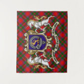 Tenture MacKintosh Clan Badge & Unicorns avec Tartan (Devant)