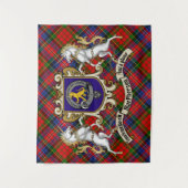 Tenture MacPherson Clan Badge & Unicorns avec Tartan (Devant)