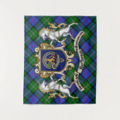 Tenture MacThomas Clan Badge & Unicorns avec Tartan (Devant)