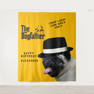 Tenture Mafia 40ème 🐾 Anniversaire Dogfather Mobster Drôl
