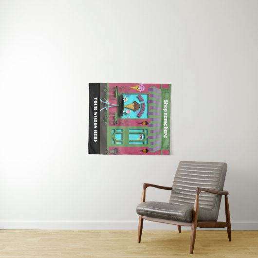 Tenture Magasin de crème glacée mignonne ajouter le nom et (En situation (horizontale))