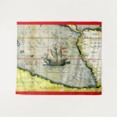 Tenture Magellans navire Victoria, Antique Carte Océan Pac (Devant (Horizontal))