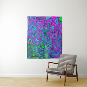 Tenture Magenta marbré et citron vert Super Art Abstrait